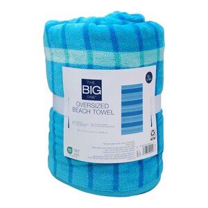 The Big One Oversized Beach Towel 36X 72" Stripe Beach Design Cotton Blue Green